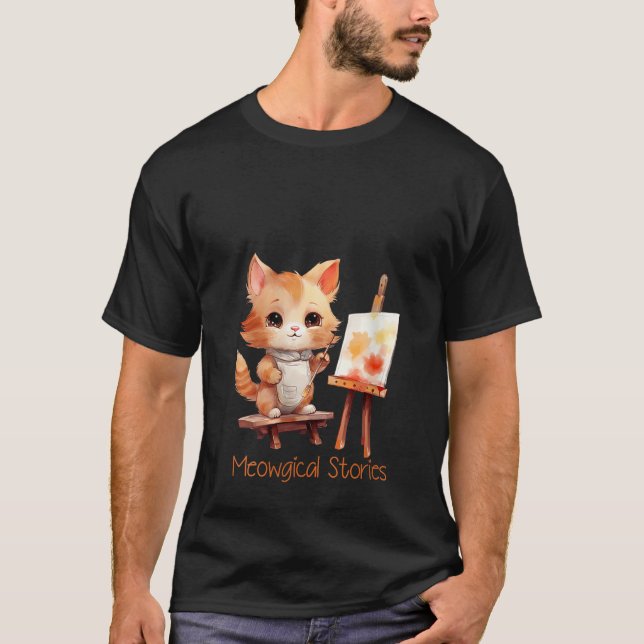 Meowgical Storys Ein Niedliches Katzen-Design für  T-Shirt (Vorderseite)