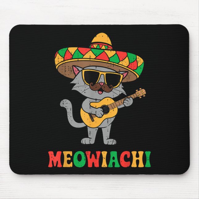 Meowiachi Cat Mariachi Funny Cinco De Mayo Mexican Mousepad (Vorne)