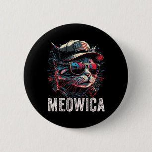 Meowica 4. Juli Katze American Flag Amerika USA Button