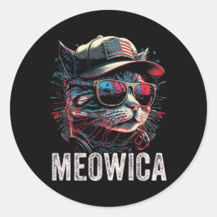 Meowica 4. Juli Katze American Flag Amerika USA Runder Aufkleber