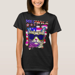 Meowica 4. Juli Katze American Flag USA Patriot T-Shirt