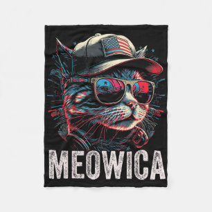 Meowica 4. Juli Katze Amerikanische Flagge Amerika Fleecedecke
