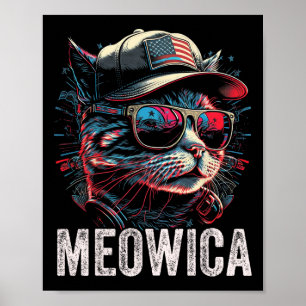 Meowica 4. Juli Katze Amerikanische Flagge Amerika Poster