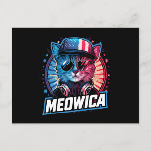 Meowica 4. Juli Katze Amerikanische Flagge Amerika Postkarte