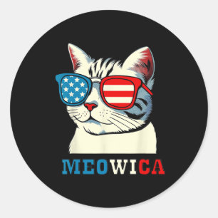 Meowica 4. Juli Katzen-Sonnenbrille Amerikanische Runder Aufkleber