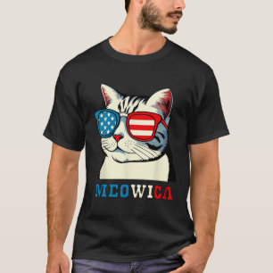 Meowica 4. Juli Katzen-Sonnenbrille Amerikanische T-Shirt