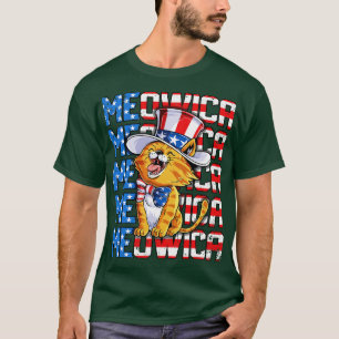 Meowica 4. Juli Merica Kat American Flag Onkel T-Shirt