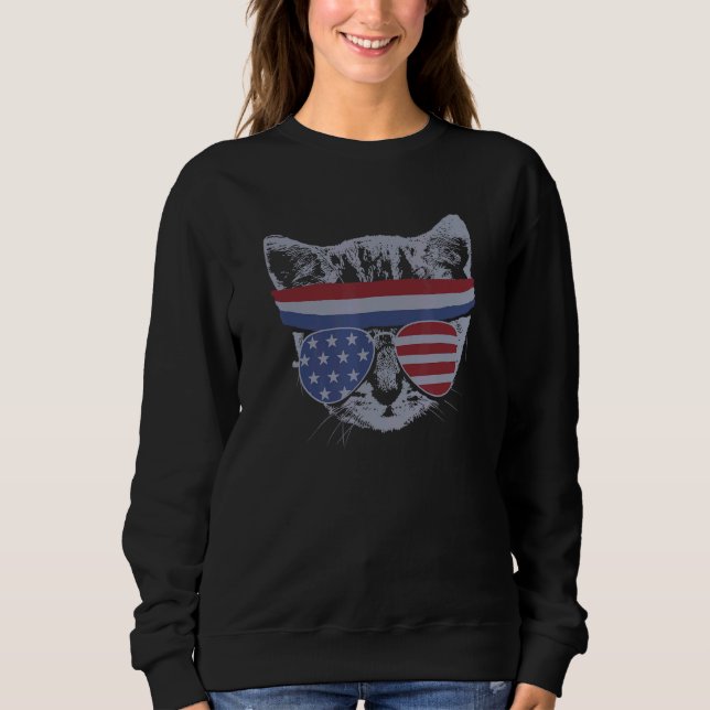 Meowica 4th July Pawtriotic Kitty Merica Cat Us Fl Sweatshirt (Vorderseite)