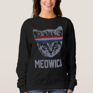 Meowica 4th July Pawtriotic Kitty Merica Cat Us Fl Sweatshirt