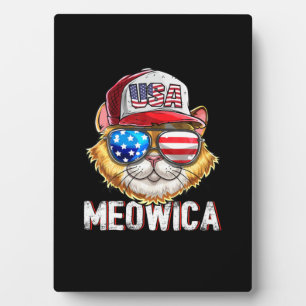 Meowica American Flag Cat 4th July Trucker Fotoplatte