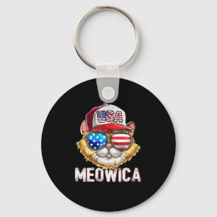 Meowica American Flag Cat 4th July Trucker Schlüsselanhänger