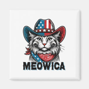 Meowica Amerikanische Flagge Lustig 4. Juli Patrio Magnet