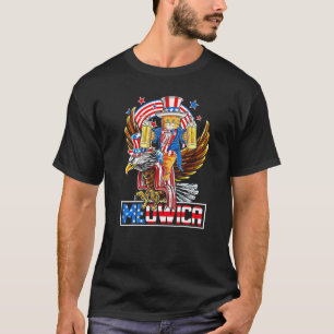 Meowica Amerikanische Flagge Süße Katze Reitet Ein T-Shirt