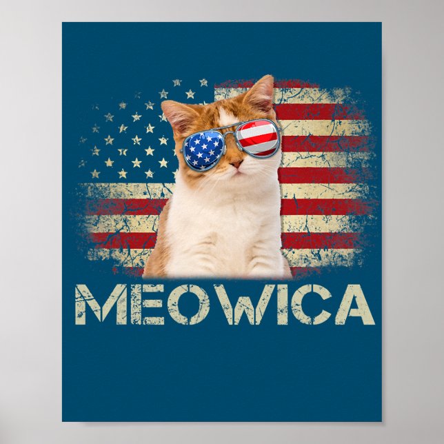 Meowica Cat 4. Juli Patriotic USA Poster (Vorne)
