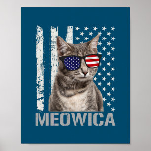 Meowica Cat 4. Juli Patriotic USA Poster