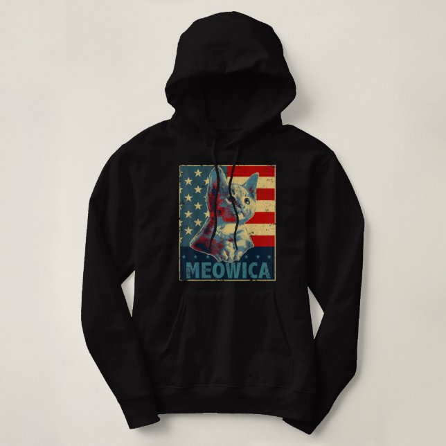 Meowica Cat 4th of July Patriotic American Flag Gi Hoodie (Design vorne)