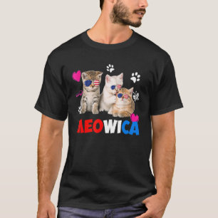 Meowica Cat America Flag Brille 4. Juli T-Shirt