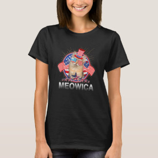 Meowica Cat American Flag 4. Juli Katze T-Shirt