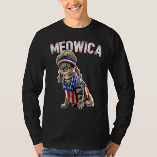 Meowica Cat Mullet American Flag Patriotic 4. T-Shirt