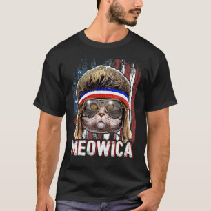 Meowica Cat Mullet American Flag Patriotic 4. T-Shirt