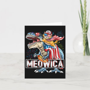 Meowica Cat T Rex Dinosaurier 4. Juli American Fl Karte