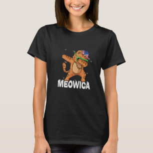 Meowica Hauskatze 4. Juli Patriotische Amerikaneri T-Shirt