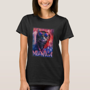 Meowica Hippie Katze 4. Juli Graffiti Design Katze T-Shirt