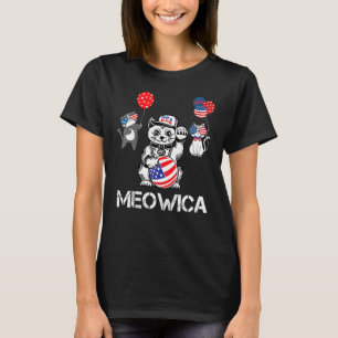 Meowica Katze 4. Juli Merica Männer Frauen USA Ame T-Shirt