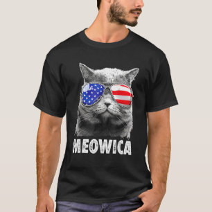 Meowica Katze 4. Juli Merica Männer Frauen USA T-Shirt