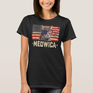 Meowica Katze 4. Juli Patriotische USA Amerika T-Shirt