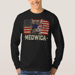 Meowica Katze 4. Juli Patriotische USA Amerika T-Shirt