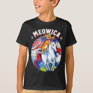 Meowica Katze Einhorn 4. Juli  T-Shirt
