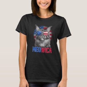 Meowica-Katze mit Sonnenbrille aus der US-Flagge H T-Shirt