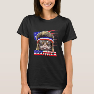 Meowica Katze Mullet Amerikanische Flagge Patrioti T-Shirt
