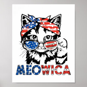 Meowica Katze Sonnenbrille Amerikanische Flagge 4. Poster