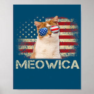 Meowica Katze Vierter 4. Juli Patriotisches USA Poster