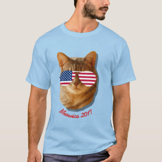 Meowica Katzen-amerikanische Flagge T T-Shirt