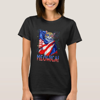 MEOWICA Katzen-Sonnenbrille Katze Merica Amerikani T-Shirt