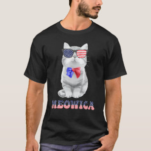 Meowica Katzen-Sonnenbrille USA Amerikanische Flag T-Shirt