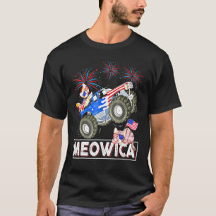 Meowica Katzenmonster fährt Lastwagen Amerikanisch T-Shirt