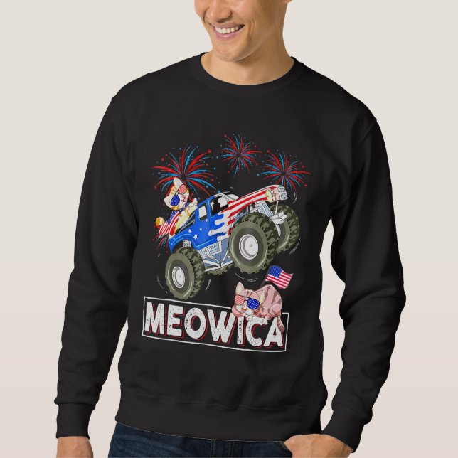 Meowica Katzenmonster Truck American Flag 4t Sweatshirt (Vorderseite)