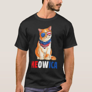 Meowica Merica USA Amerikanische Flagge Patriotisc T-Shirt