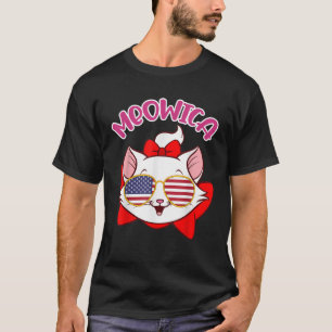 Meowica niedlich Cat sunglass USA Patriotic 4. Jul T-Shirt