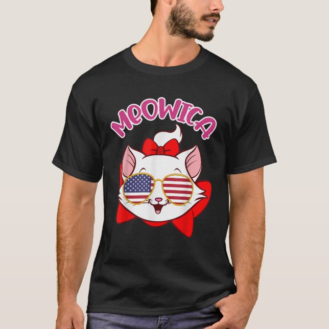 Meowica niedlich Cat sunglass USA Patriotic 4. Jul T-Shirt (Vorderseite)
