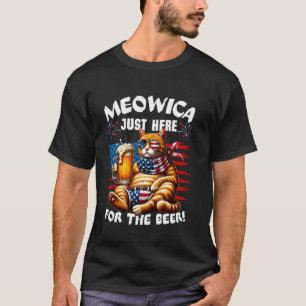 Meowica Nur Hier Für Das Bier Amerikanische Katze T-Shirt
