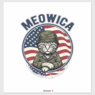 Meowica Patriotische Katze Vintage Gravur Shirt De Aufkleber