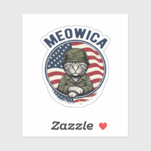 Meowica Patriotische Katze Vintage Gravur Shirt De Aufkleber