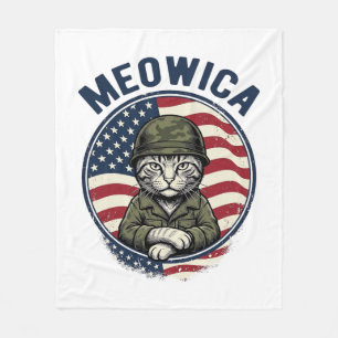 Meowica Patriotische Katze Vintage Gravur Shirt De Fleecedecke
