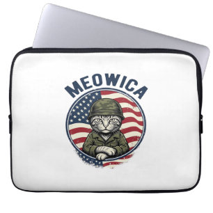 Meowica Patriotische Katze Vintage Gravur Shirt De Laptopschutzhülle