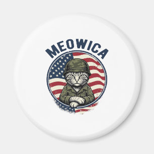 Meowica Patriotische Katze Vintage Gravur Shirt De Magnet